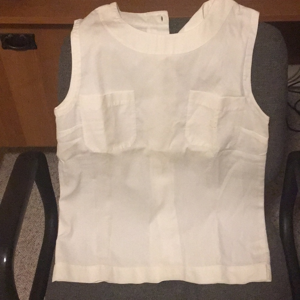 Celine white sleeveless linen shirt